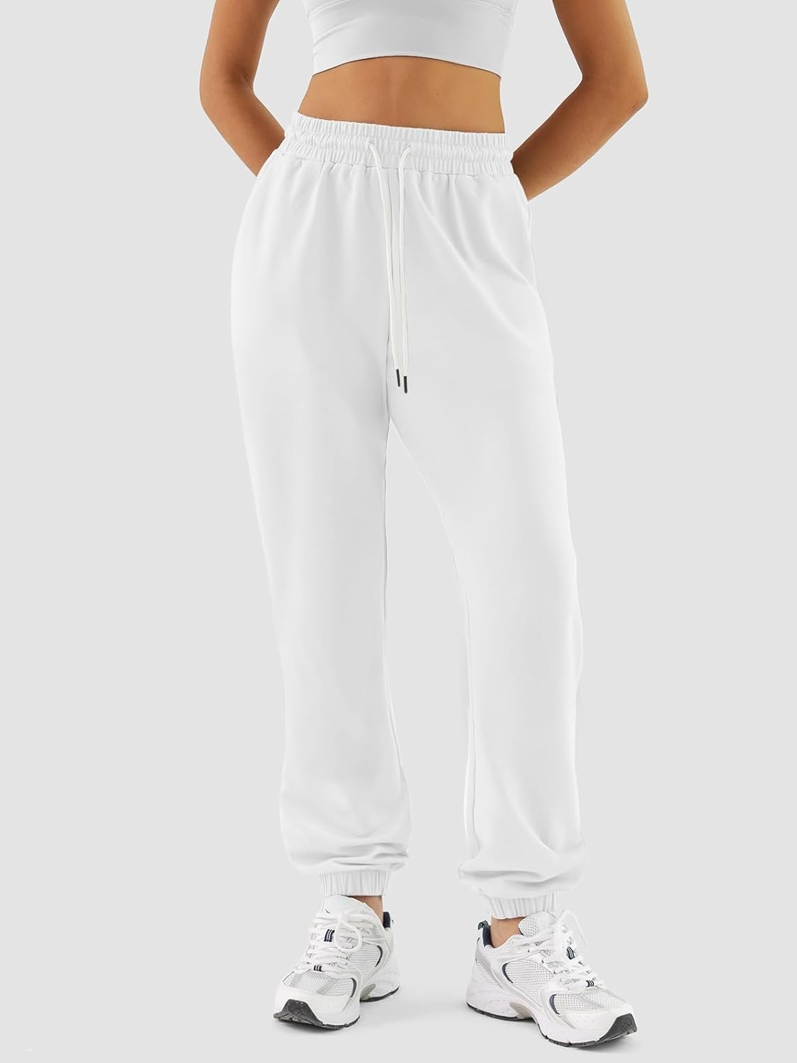image:imageATHMILE Sweatpants Women Baggy Joggers Lounge Sweat Pants Cotton High Waisted Casual Comfy Fashion Fall Workout GymWhite
