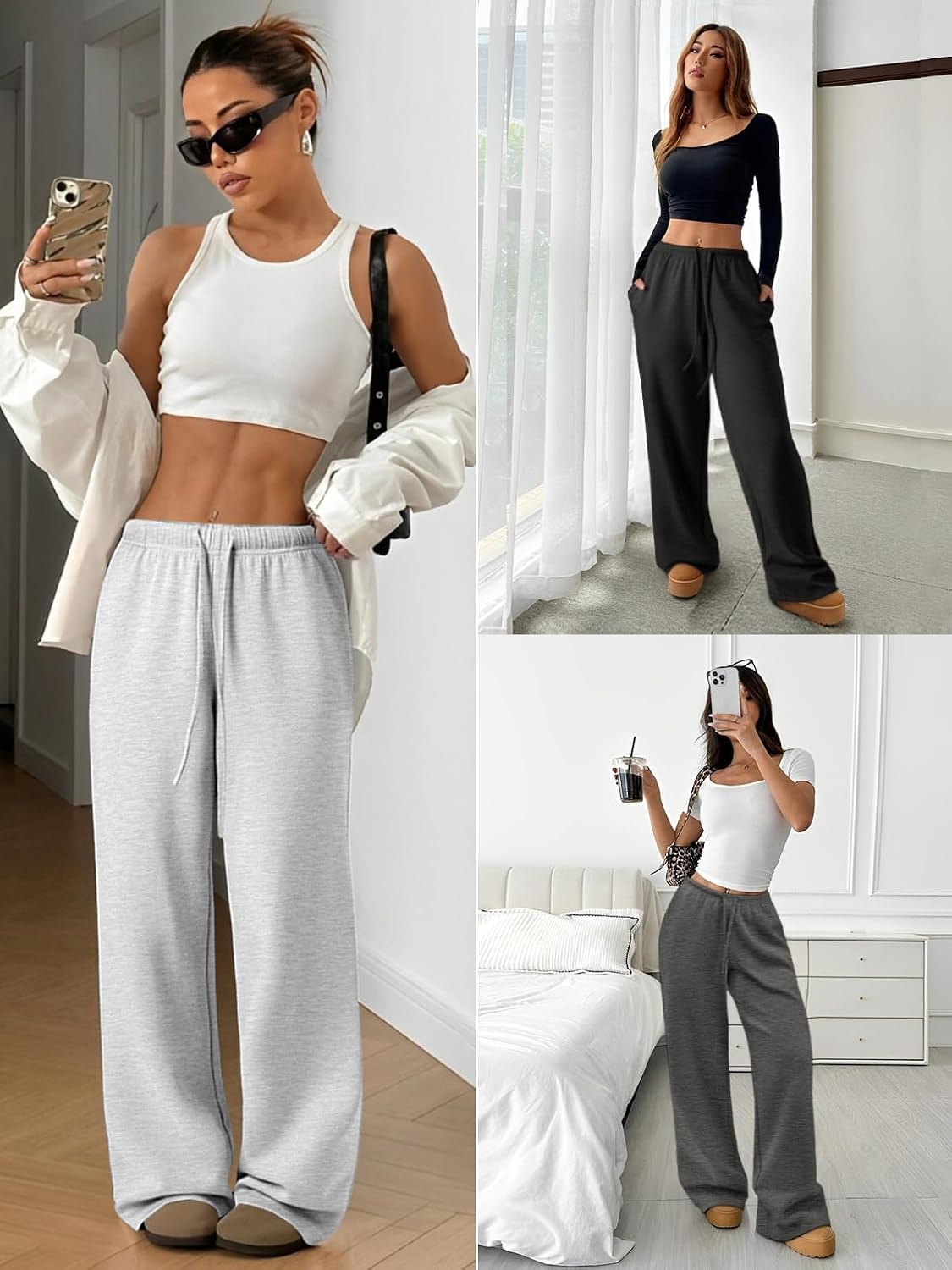 image:imageATHMILE Womens Sweatpants Wide Leg Barrel Pants Baggy Joggers Low Waist Fall Fashion Winter Clothing Pockets 2026Purple