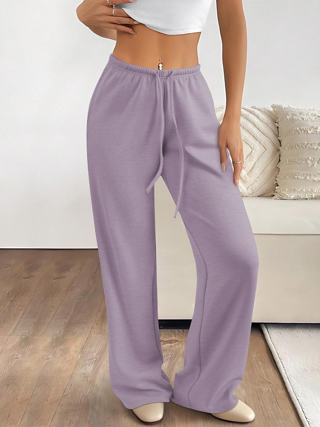 image:imageATHMILE Womens Sweatpants Wide Leg Barrel Pants Baggy Joggers Low Waist Fall Fashion Winter Clothing Pockets 2026Purple