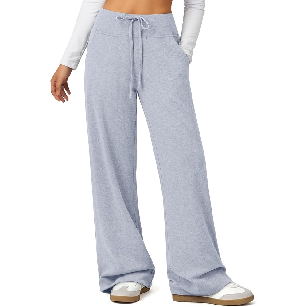 image:imageWomens Wide Leg Sweatpants Baggy Drawstring Sweat Pants High Waisted Straight Leg Casual Fashion Fall Workout Gym JoggersBlue