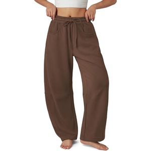 ATHMILE Barrel Sweatpants Women Wide Leg Baggy Lounge Casual Pants | Cotton Fall Winter Teen Girl Fashion Comfy Flowy with Pocket(A-coffee)