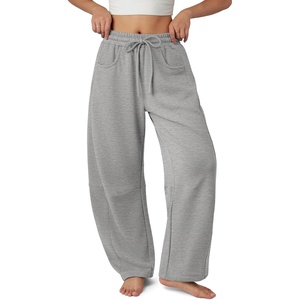 ATHMILE Barrel Sweatpants Women Wide Leg Baggy Lounge Casual Pants | Cotton Fall Winter Teen Girl Fashion Comfy Flowy with Pocket(A-grey)