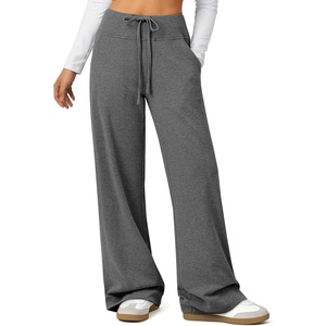 Womens Wide Leg Sweatpants Baggy Drawstring Sweat Pants | High Waisted Straight Leg Casual Fashion Fall Workout Gym Joggers(Black)