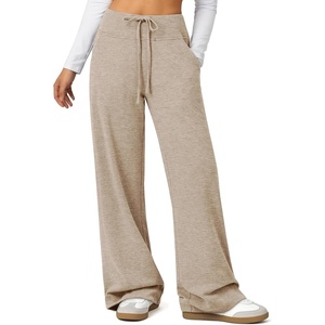 Womens Wide Leg Sweatpants Baggy Drawstring Sweat Pants | High Waisted Straight Leg Casual Fashion Fall Workout Gym Joggers(Light Brown)