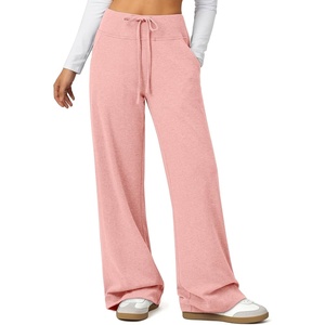 Womens Wide Leg Sweatpants Baggy Drawstring Sweat Pants | High Waisted Straight Leg Casual Fashion Fall Workout Gym Joggers(Pink)