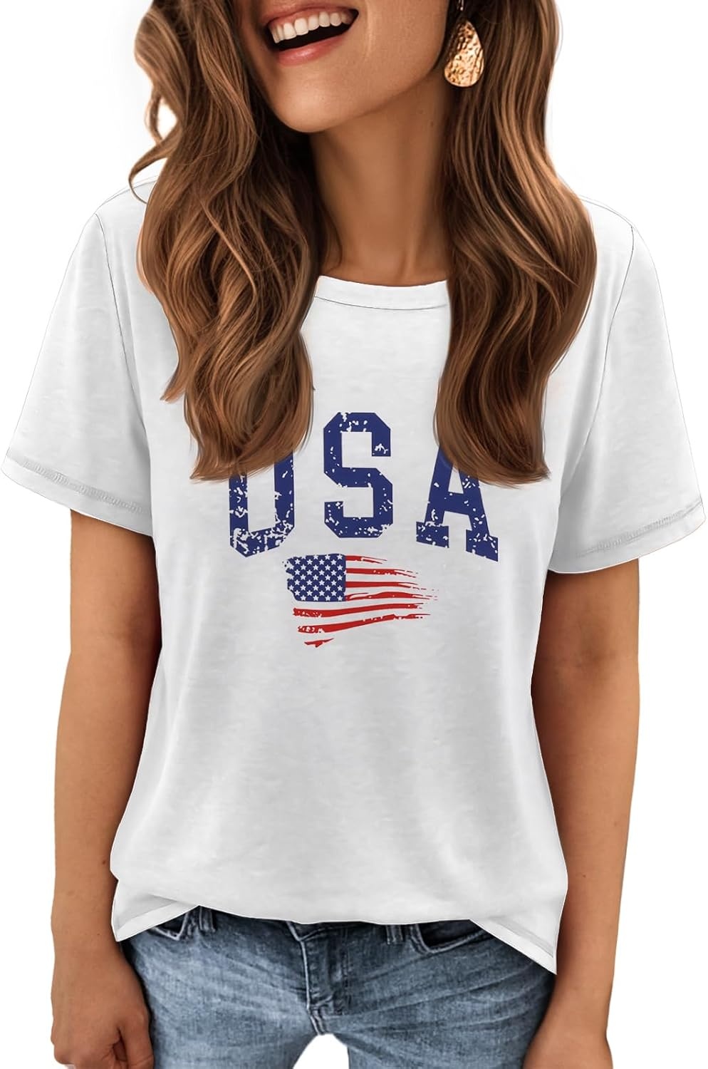 image:imageATHMILE Womens Basic T Shirt Crewneck Short Sleeve Summer Tops Casual Tee Cute Teen Girl Work School Teachers Outfits Fashion Everyday WearWhiteusa