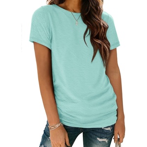 ATHMILE Womens Basic T Shirt Crewneck Short Sleeve Summer Tops | Casual Tee Cute Teen Girl Work School Teachers Outfits Fashion Everyday Wear(Aqua)