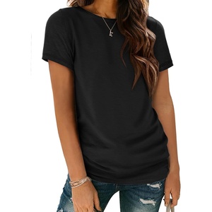 ATHMILE Womens Basic T Shirt Crewneck Short Sleeve Summer Tops | Casual Tee Cute Teen Girl Work School Teachers Outfits Fashion Everyday Wear(Black)