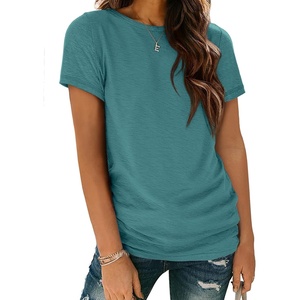 ATHMILE Womens Basic T Shirt Crewneck Short Sleeve Summer Tops | Casual Tee Cute Teen Girl Work School Teachers Outfits Fashion Everyday Wear(Blue Geen)