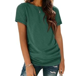 ATHMILE Womens Basic T Shirt Crewneck Short Sleeve Summer Tops | Casual Tee Cute Teen Girl Work School Teachers Outfits Fashion Everyday Wear(Dark Green)