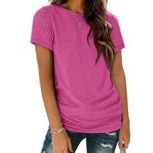 ATHMILE Womens Basic T Shirt Crewneck Short Sleeve Summer Tops | Casual Tee Cute Teen Girl Work School Teachers Outfits Fashion Everyday Wear(Hot Pink)
