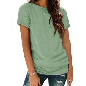 ATHMILE Womens Basic T Shirt Crewneck Short Sleeve Summer Tops | Casual Tee Cute Teen Girl Work School Teachers Outfits Fashion Everyday Wear(Light Green)