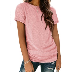 ATHMILE Womens Basic T Shirt Crewneck Short Sleeve Summer Tops | Casual Tee Cute Teen Girl Work School Teachers Outfits Fashion Everyday Wear(Light Pink)