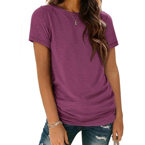 ATHMILE Womens Basic T Shirt Crewneck Short Sleeve Summer Tops | Casual Tee Cute Teen Girl Work School Teachers Outfits Fashion Everyday Wear(Pink Red)