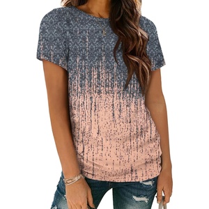 ATHMILE Womens Basic T Shirt Crewneck Short Sleeve Summer Tops | Casual Tee Cute Teen Girl Work School Teachers Outfits Fashion Everyday Wear(Tie-dye Coral)