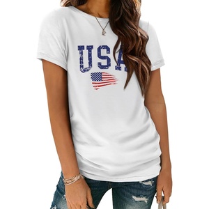 ATHMILE Womens Basic T Shirt Crewneck Short Sleeve Summer Tops | Casual Tee Cute Teen Girl Work School Teachers Outfits Fashion Everyday Wear(Whiteusa)