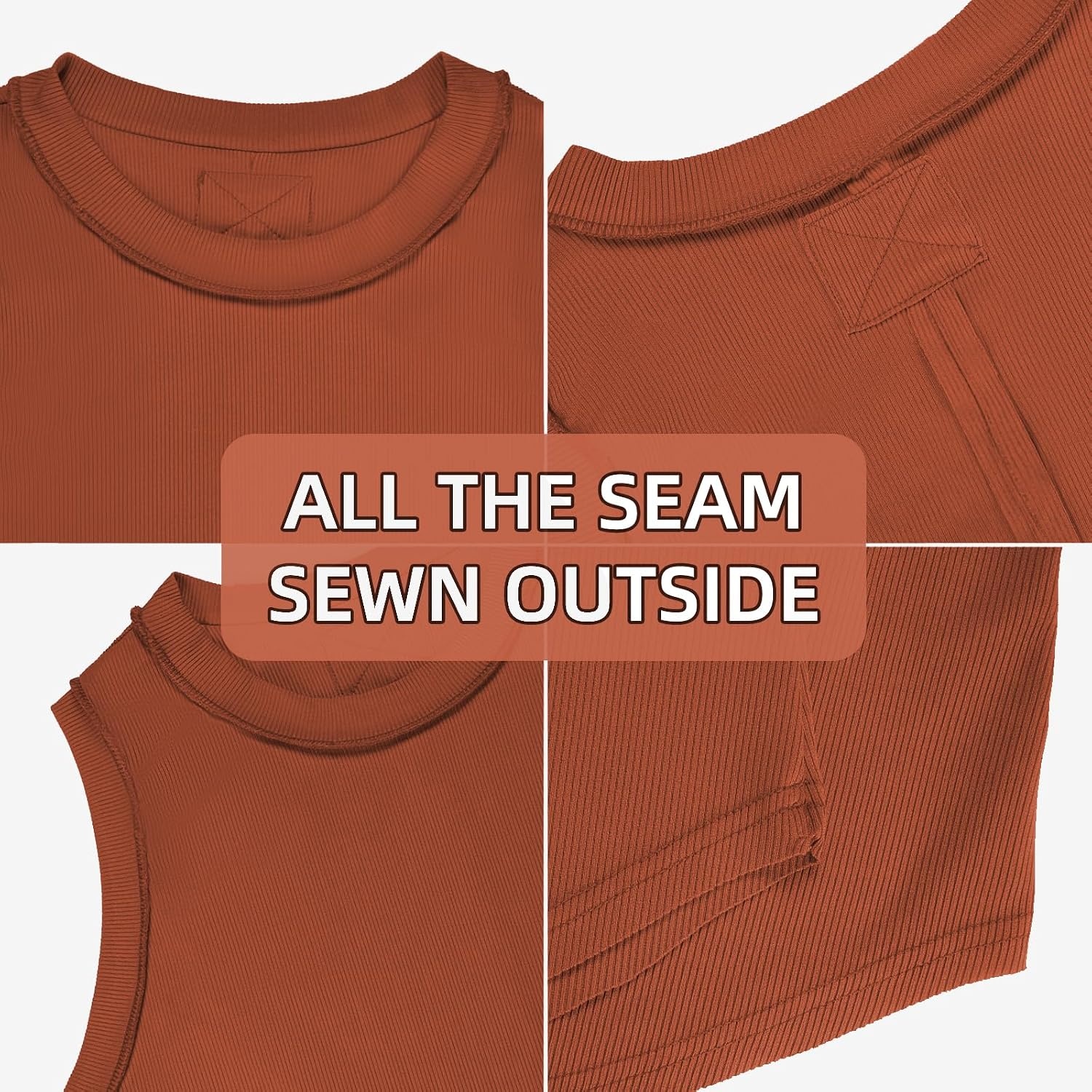 image:imageATHMILE Women Tank Tops Summer Sleeveless Basic Cami Top Shirt Slim Knit Ribbed RacerbackOrange