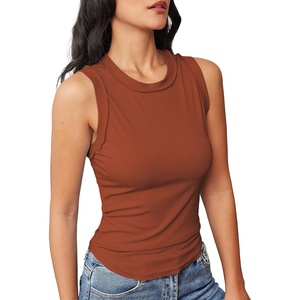 ATHMILE Women Tank Tops Summer Sleeveless Basic Cami Top Shirt Slim Knit Ribbed Racerback(Orange)