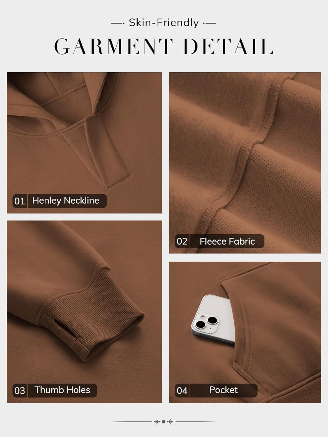 image:imageATHMILE Oversized Hoodies for Women Fashion V Neck Pullover Sweatshirts with Thumb Hole Y2k Clothes Fall Outfits 2026Coffee