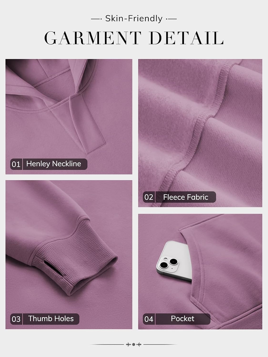 image:imageATHMILE Oversized Hoodies for Women Fashion V Neck Pullover Sweatshirts with Thumb Hole Y2k Clothes Fall Outfits 2026Dark Pink