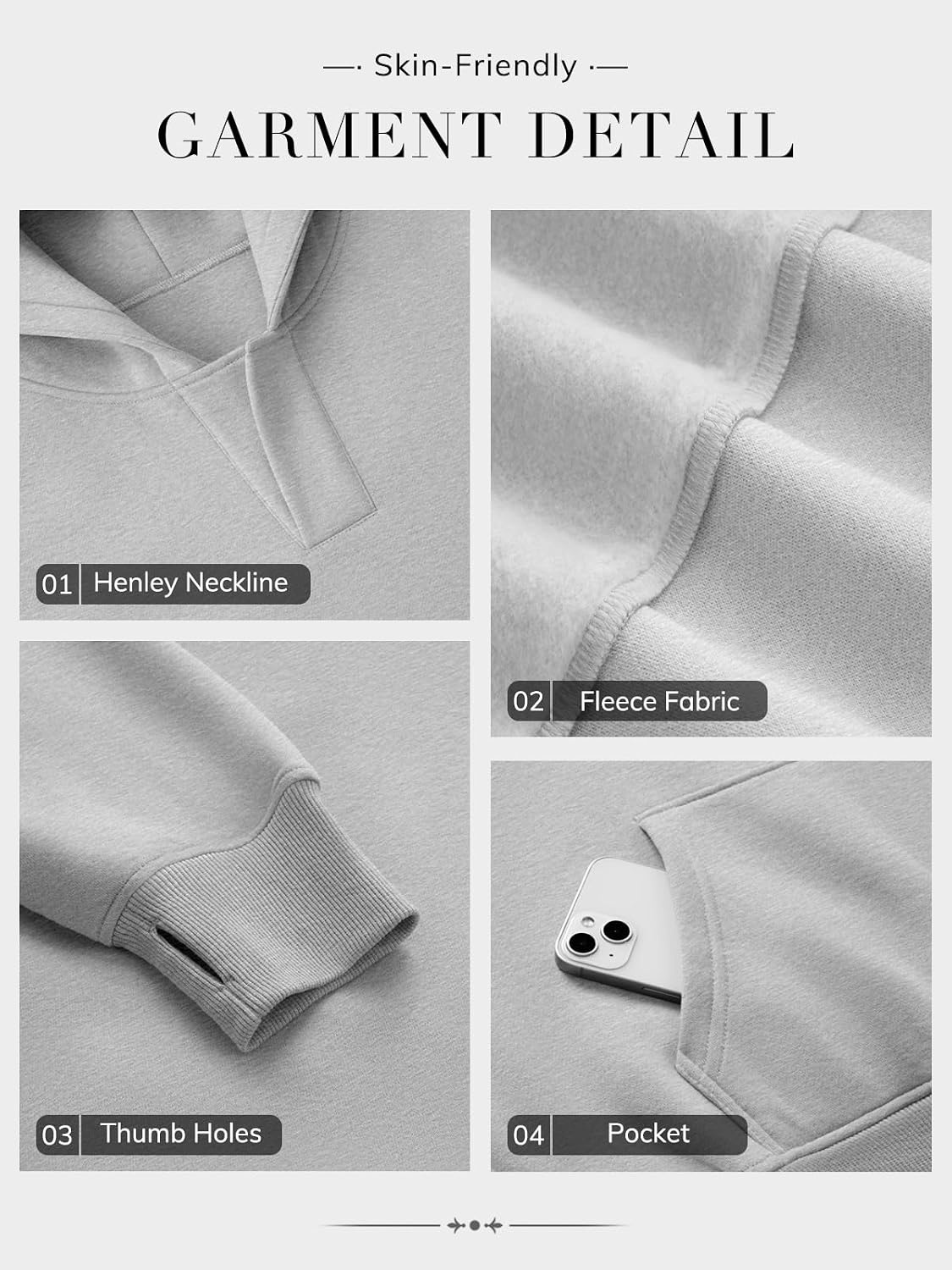 image:imageATHMILE Oversized Hoodies for Women Fashion V Neck Pullover Sweatshirts with Thumb Hole Y2k Clothes Fall Outfits 2026Light Gray