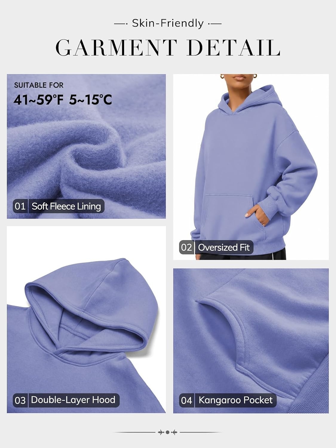 image:imageATHMILE Womens Oversized Hoodies Fleece Sweatshirts with Pocket Drop Shoulder Fall ClothesTrendy Streetwear PulloverComfort Workout Winter OutfitsBlue Purple