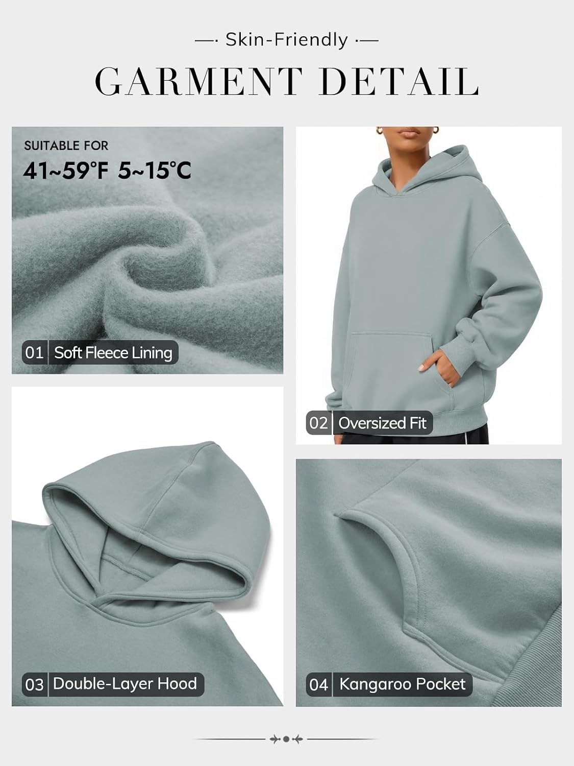 image:imageATHMILE Womens Oversized Hoodies Fleece Sweatshirts with Pocket Drop Shoulder Fall ClothesTrendy Streetwear PulloverComfort Workout Winter OutfitsLight Green