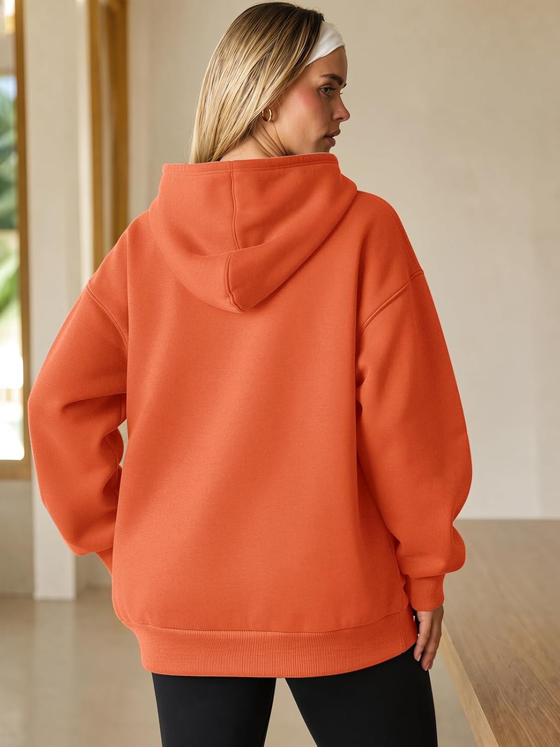 image:imageATHMILE Womens Oversized Hoodies Fleece Sweatshirts with Pocket Drop Shoulder Fall ClothesTrendy Streetwear PulloverComfort Workout Winter OutfitsOrange