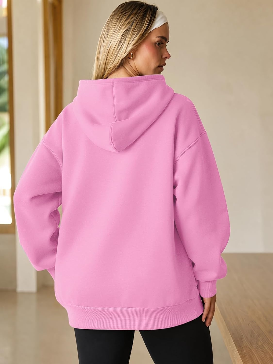 image:imageATHMILE Womens Oversized Hoodies Fleece Sweatshirts with Pocket Drop Shoulder Fall ClothesTrendy Streetwear PulloverComfort Workout Winter OutfitsPink