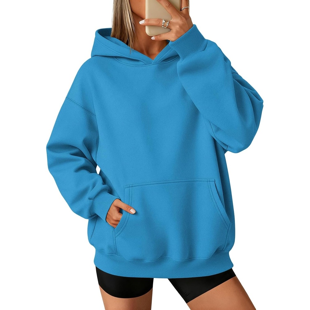 image:imageATHMILE Womens Oversized Hoodies Fleece Sweatshirts with Pocket Drop Shoulder Fall ClothesTrendy Streetwear PulloverComfort Workout Winter OutfitsBlue
