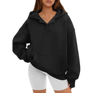ATHMILE Oversized Hoodies for Women Fashion V Neck Pullover Sweatshirts with Thumb Hole Y2k Clothes Fall Outfits 2026(Black)