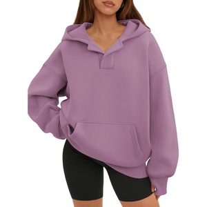 ATHMILE Oversized Hoodies for Women Fashion V Neck Pullover Sweatshirts with Thumb Hole Y2k Clothes Fall Outfits 2026(Dark Pink)