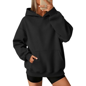 ATHMILE Womens Oversized Hoodies Fleece Sweatshirts with Pocket | Drop Shoulder Fall Clothes,Trendy Streetwear Pullover,Comfort Workout Winter Outfits(Black)
