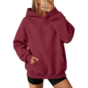 ATHMILE Womens Oversized Hoodies Fleece Sweatshirts with Pocket | Drop Shoulder Fall Clothes,Trendy Streetwear Pullover,Comfort Workout Winter Outfits(Wine Red)