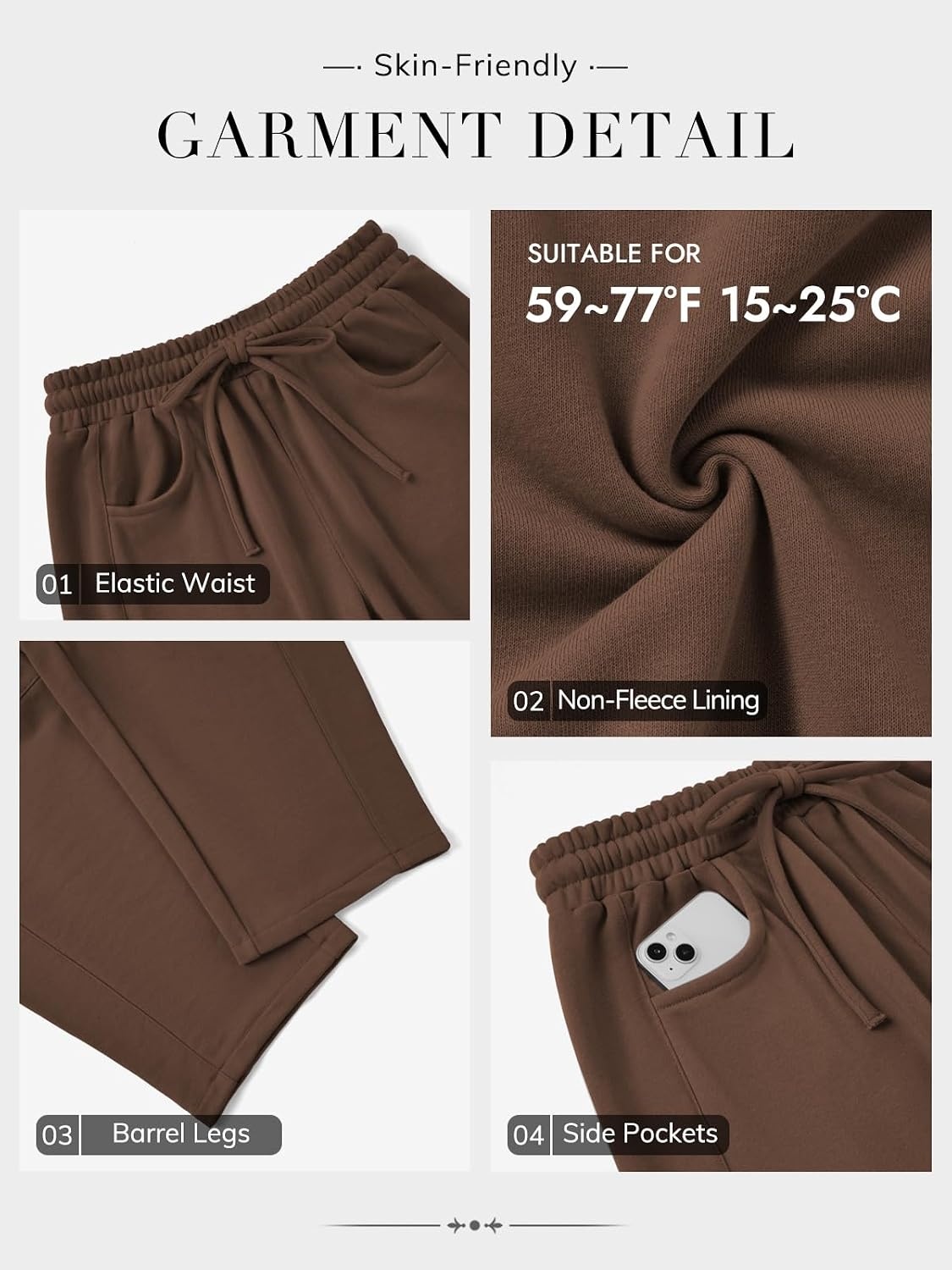 image:imageATHMILE Barrel Sweatpants Women Wide Leg Baggy Lounge Casual PantsAcoffee