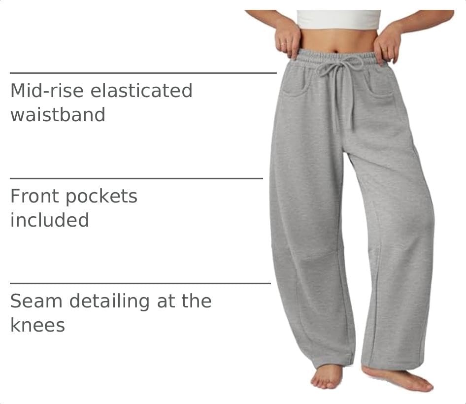 image:imageATHMILE Barrel Sweatpants Women Wide Leg Baggy Lounge Casual PantsAgrey