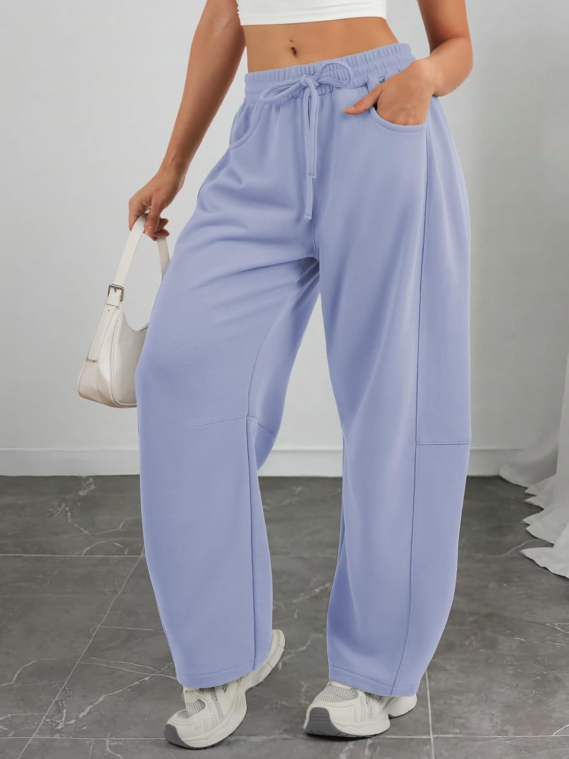image:imageATHMILE Barrel Sweatpants Women Wide Leg Baggy Lounge Casual PantsAlight Blue
