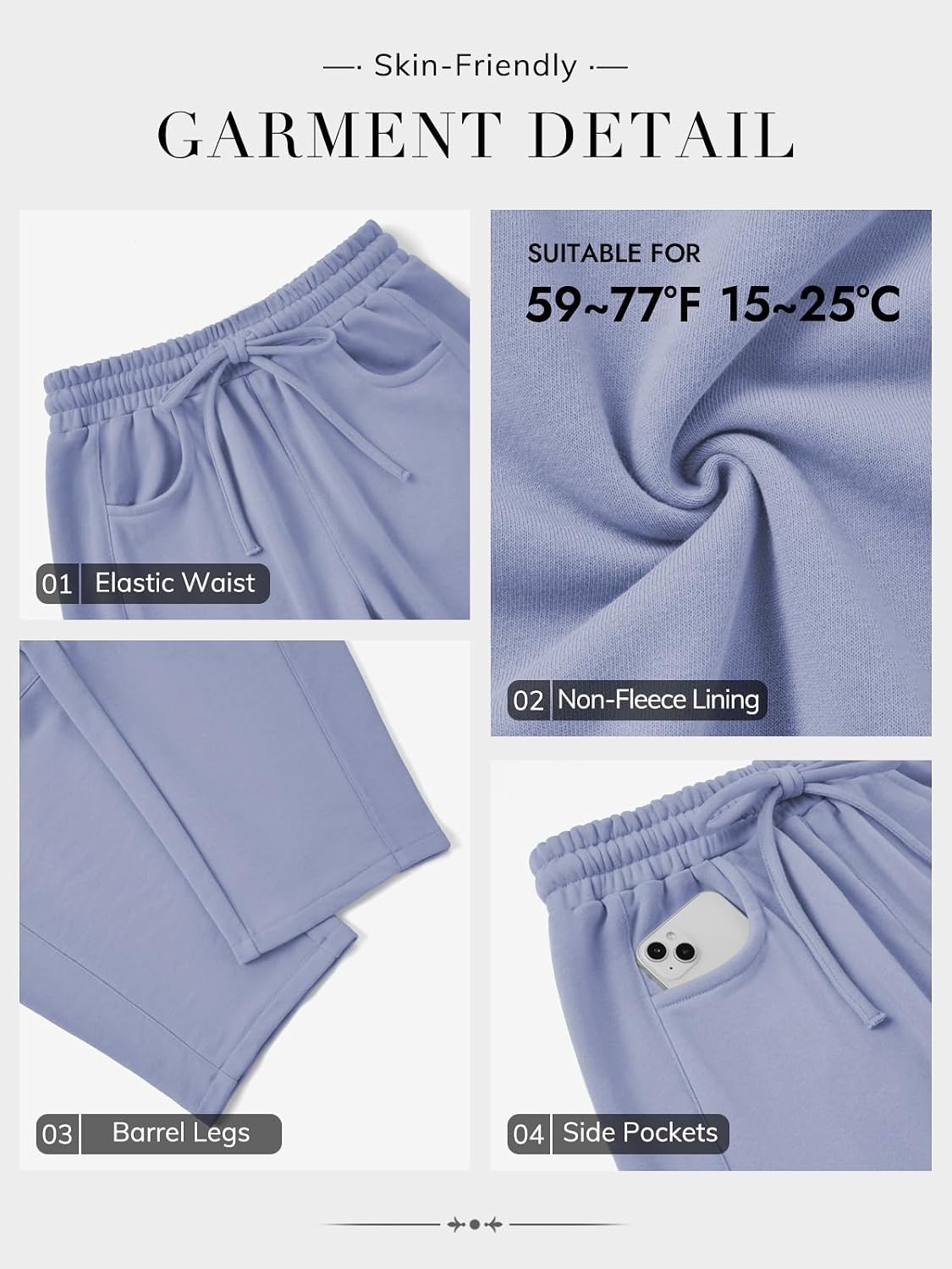 image:imageATHMILE Barrel Sweatpants Women Wide Leg Baggy Lounge Casual PantsAlight Blue
