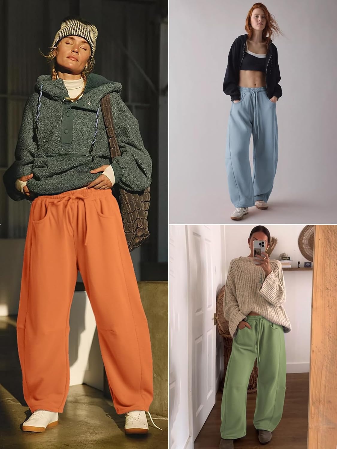 image:imageATHMILE Barrel Sweatpants Women Wide Leg Baggy Lounge Casual PantsAlight Khaki