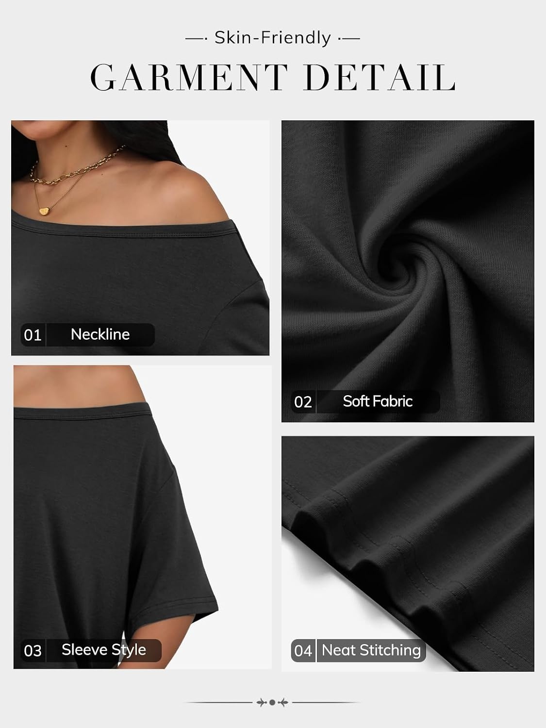 image:imageATHMILE Off The Shoulder Tops for Women 2026 Y2K Loose Fit Tops Oversized Tshirts Fashion Going Out Outfits Casual Basic Tees0black