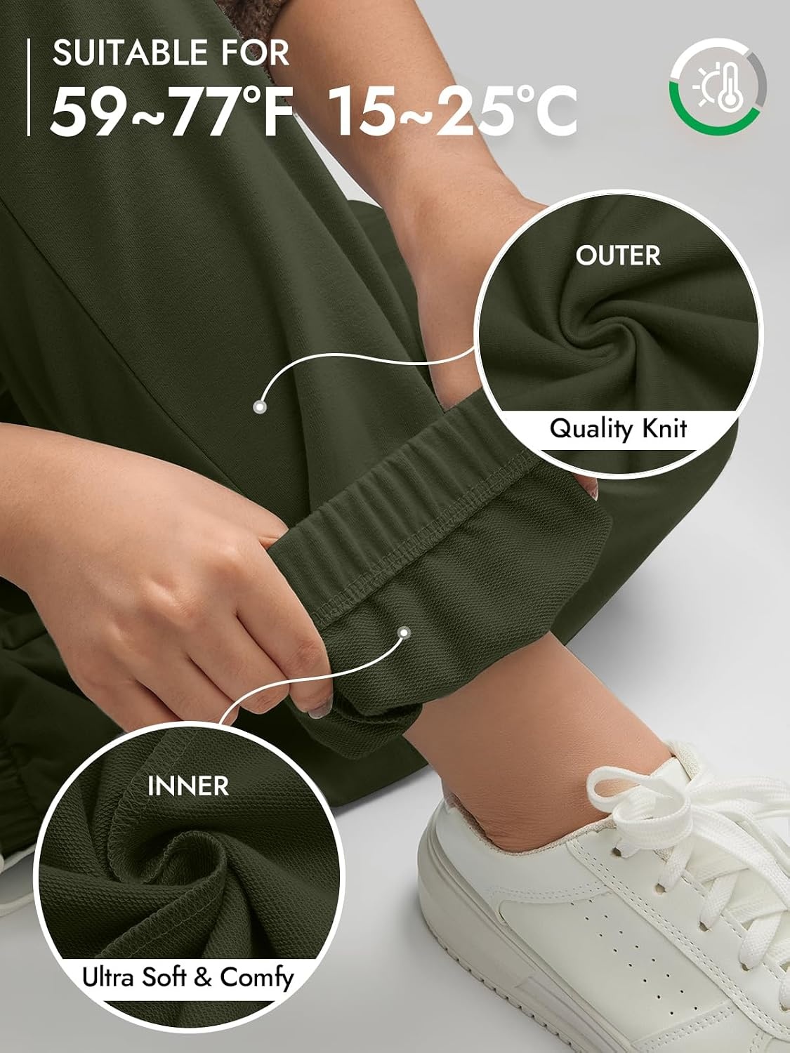 image:imageATHMILE Sweatpants Women Wide Leg Baggy Lounge Sweat PantsAarmy Green