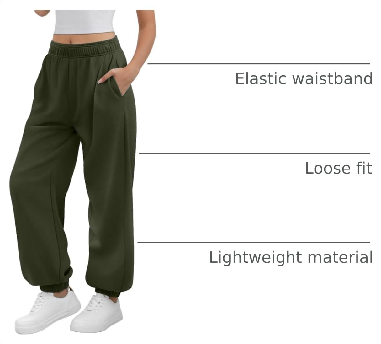 image:imageATHMILE Sweatpants Women Wide Leg Baggy Lounge Sweat PantsAarmy Green