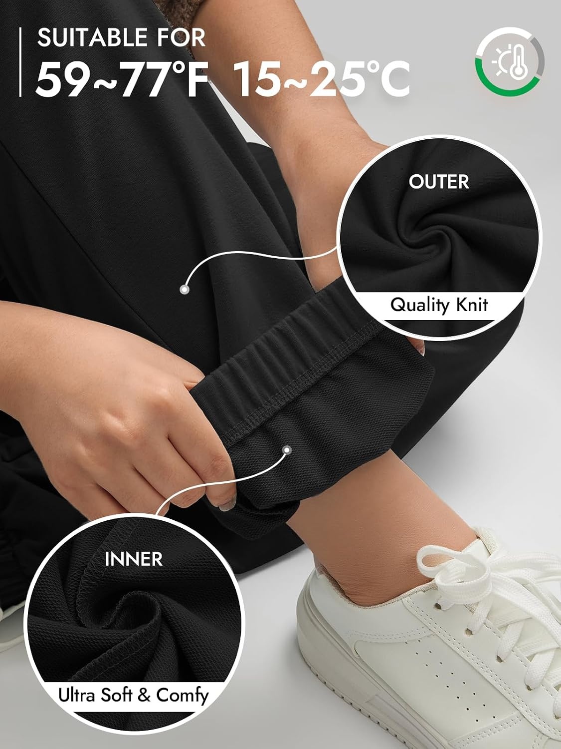 image:imageATHMILE Sweatpants Women Wide Leg Baggy Lounge Sweat PantsAblack