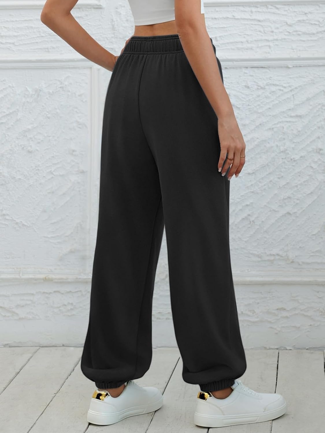 image:imageATHMILE Sweatpants Women Wide Leg Baggy Lounge Sweat PantsAblack