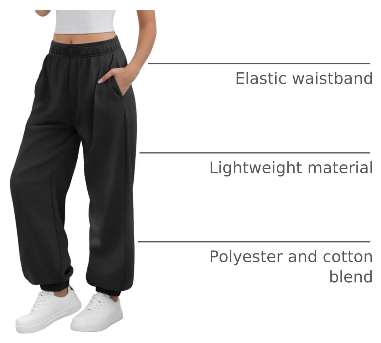 image:imageATHMILE Sweatpants Women Wide Leg Baggy Lounge Sweat PantsAblack