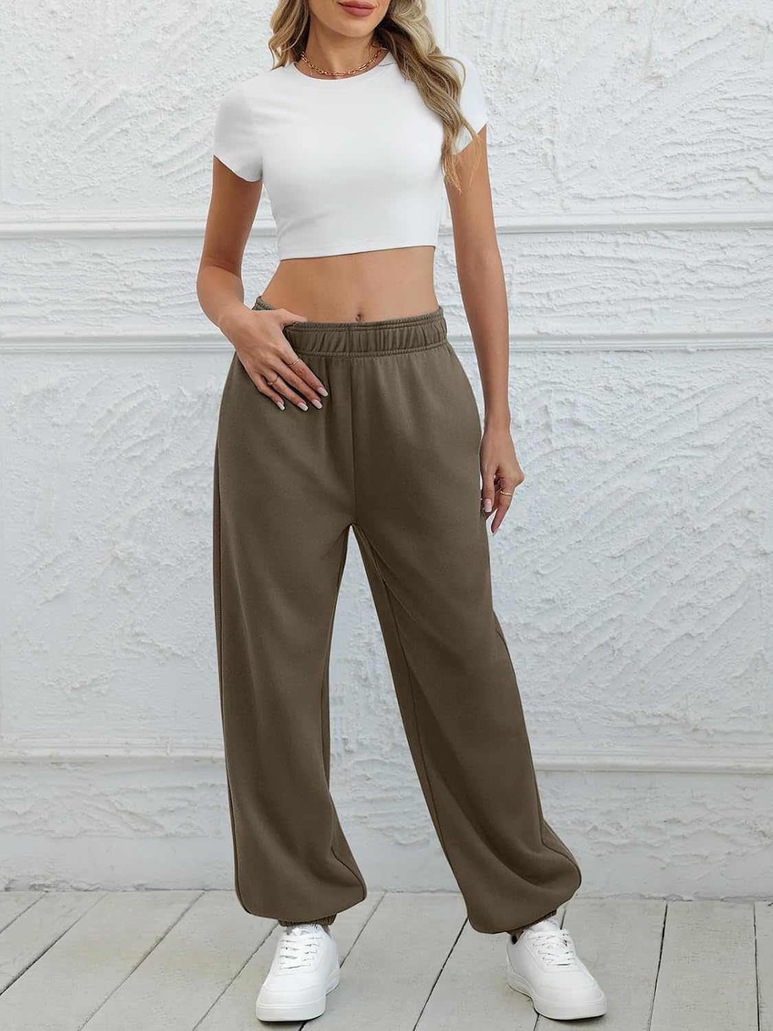 image:imageATHMILE Sweatpants Women Wide Leg Baggy Lounge Sweat PantsAcoffee