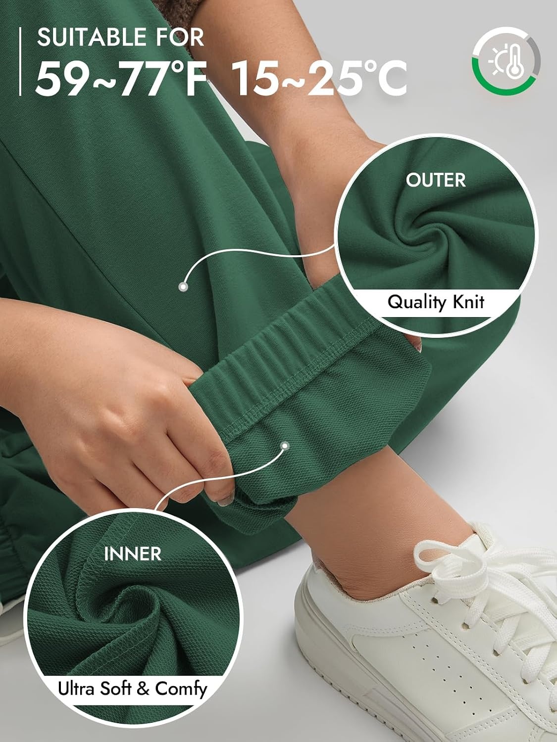 image:imageATHMILE Sweatpants Women Wide Leg Baggy Lounge Sweat PantsAdark Green