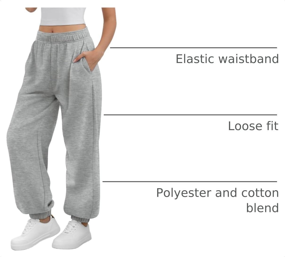 image:imageATHMILE Sweatpants Women Wide Leg Baggy Lounge Sweat PantsAgrey