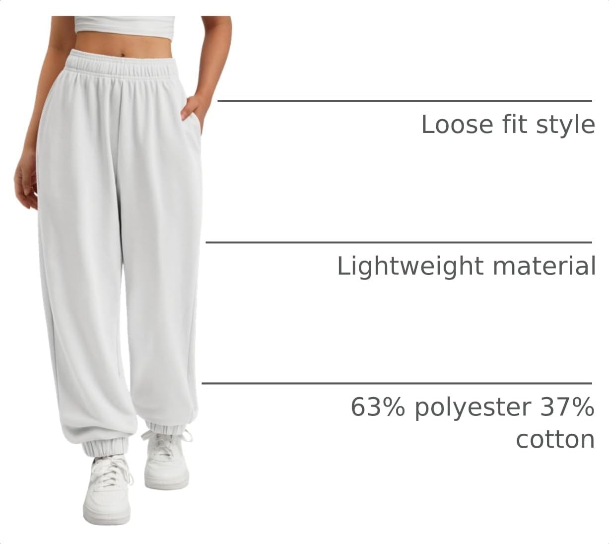 image:imageATHMILE Sweatpants Women Wide Leg Baggy Lounge Sweat PantsAwhite