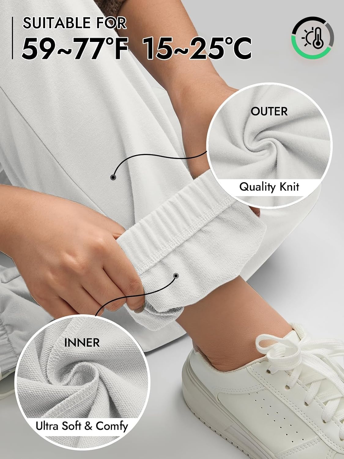 image:imageATHMILE Sweatpants Women Wide Leg Baggy Lounge Sweat PantsAwhite